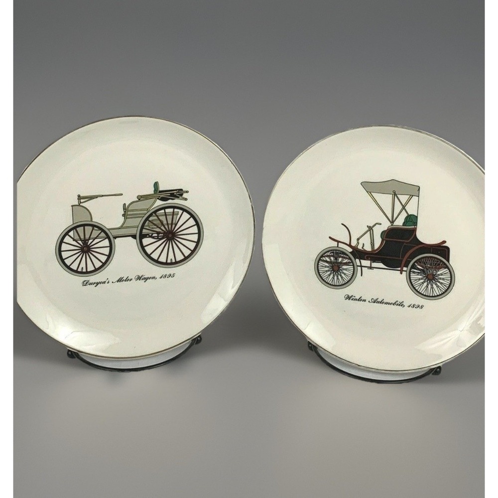 Collectible Decorative Plates Duryea's Motor Wagon & Winton Automobiles Set of 2